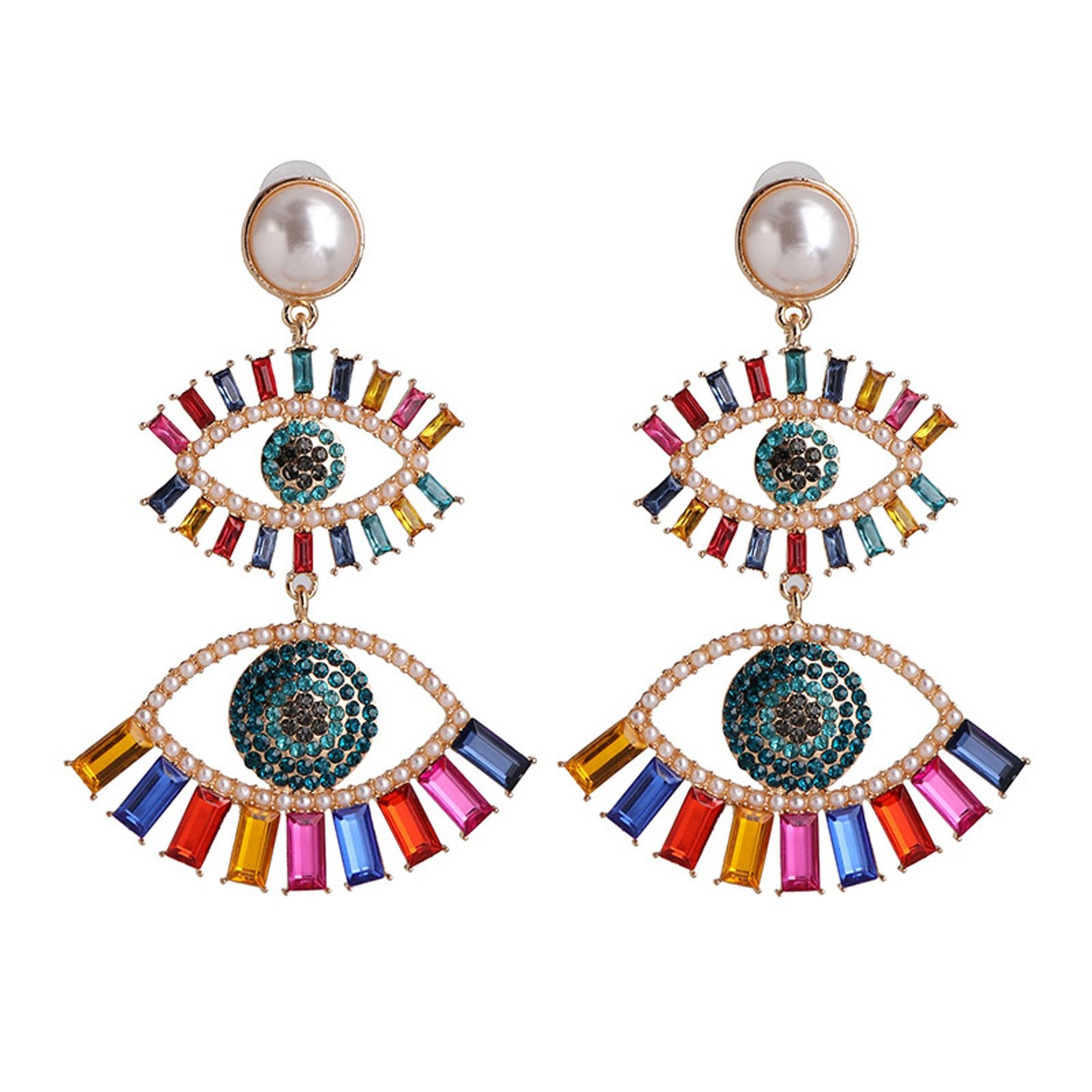 Evil Eye Pearl Drop Earring