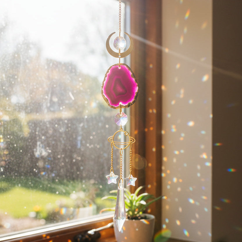 Elegant necklace with a purple gemstone pendant on a white background