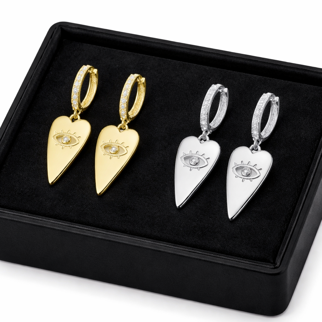 Watchful Heart Charm Hoops