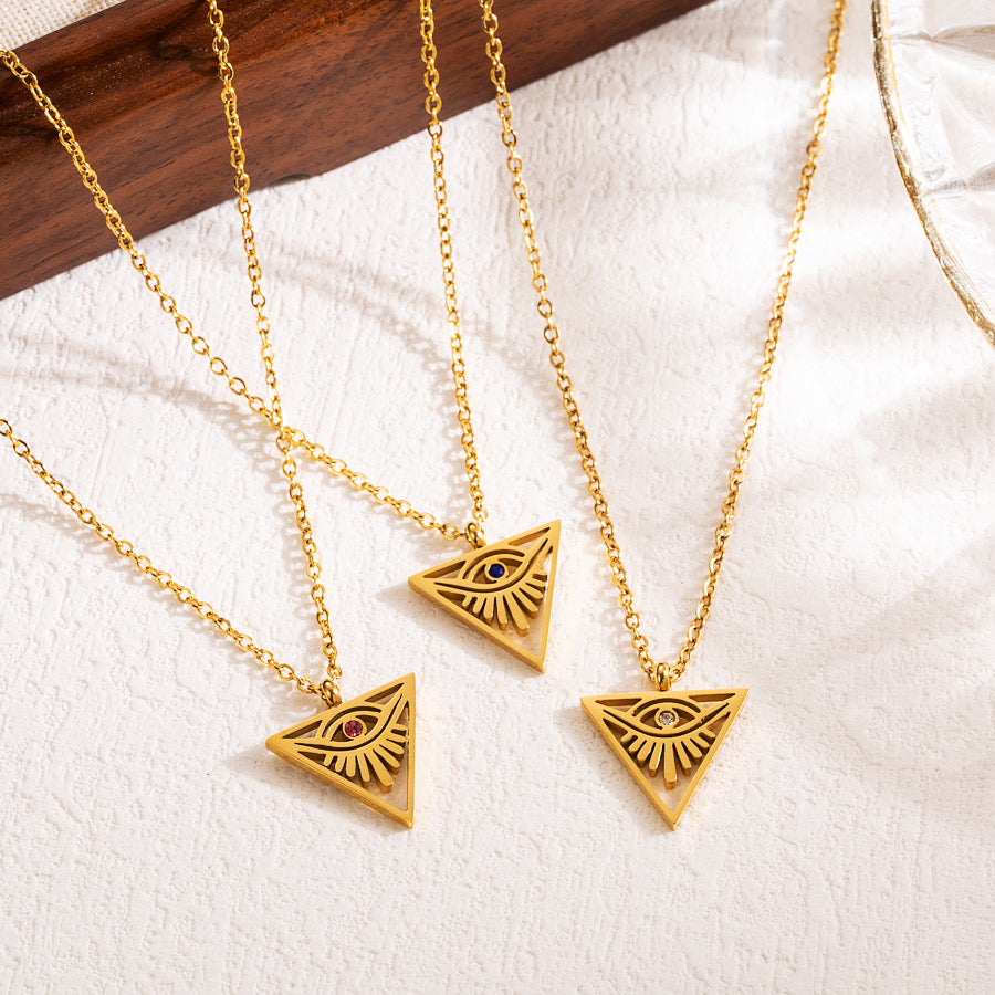 Illuminated Eye Triangle Necklace