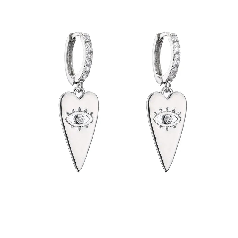 Watchful Heart Charm Hoops